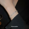 Purple Round Crystal Bracelet And Clear Marquise Leaf Bracelet In Silver Tone view 4