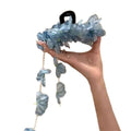 Red Or Blue Fabric Flower Hair Claw With Long Petal Chain Tassels view 5