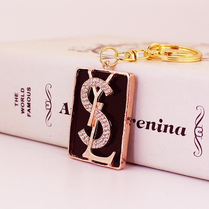 Cute Rhinestone Letter Block Resin Car Keychain Bag Charm