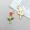 Enamel Zinc Alloy Pearl Heart Rose Flower Charm Pendant for Valentine Jewelry DIY