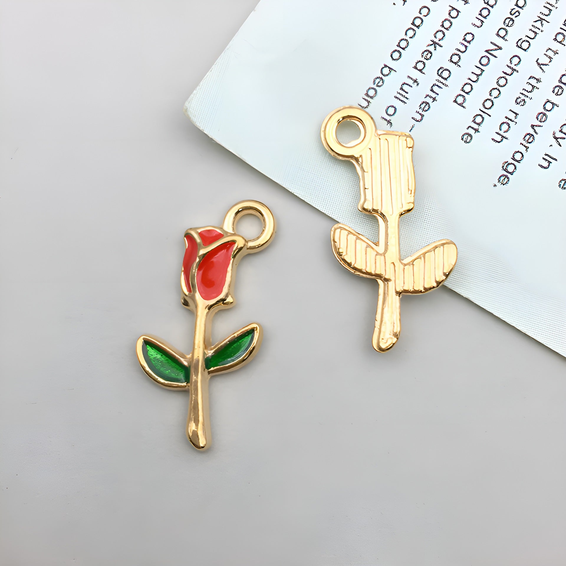 Enamel Zinc Alloy Pearl Heart Rose Flower Charm Pendant for Valentine Jewelry DIY