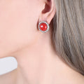 Gold Steel Round Rope Frame Red Turquoise Tiger Eye Necklace Studs view 9