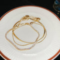 Three Piece Crystal Tennis And Snake Chain Bracelet Set In Gold Or Silver view 4