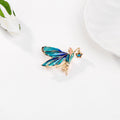 Aqua Gold Tone Cicada Enamel Metal Brooch Pin for Jackets and Lapels view 3