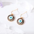 Gold Tone Round Resin Evil Eye Hook Earrings in Six Colors view 8