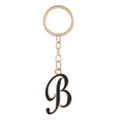 Black Enamel Gold Outline Script Letter Keychain Alphabet view 7