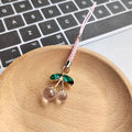 Crystal Cherry Phone Charms Green Leaf Cord Straps 2 Colors view 4