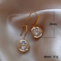 Gold Round Dual Half-Stone Hook Earrings Metal Alloy view 5