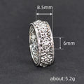 Silver Wide Filigree Floral Band Ring Clear Stones Sizes 6-10 view 3