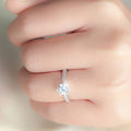 Round Clear Solitaire Pave Ring In Polished Silver Tone view 4
