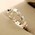 Silver Star Open Adjustable Band Ring Clear Accent Alloy view 2