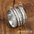 Antique Silver Tone Textured Wide Spinner Ring Polished Jewelry Accessory view 4