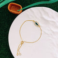Gold Geometric Green Leaf Resin Adjustable Bracelets 10 Styles view 3