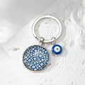 Blue Evil Eye Glass Cabochon Keychain 6 Pattern Styles view 3