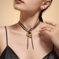 Irregular Open Pendant Black Braided Leather Cord Necklace view 2