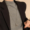 Silver Geometric Interlocking Triangle Box Chain Necklace view 3