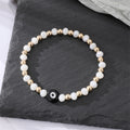 Gold Tone White Bead Colorful Evil Eye Stretch Bracelets view 7