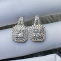 Silver Tone Pavé Crystal Rounded Square Stud Earrings view 1