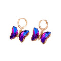 Gold Tone Faceted Crystal Butterfly Huggie Drop Earrings in Seven Colors view 5