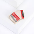 Enamel Accordion Brooch with Gold Tone Keyboard Decorative Clothing Pin view 3