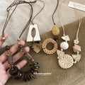 Bohemian Wood And Woven Pendant Cord Necklaces Pendant Jewelry view 4