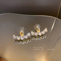 Crystal Crescent Fan Jacket Stud Earrings Fashion Jewelry Accessories view 4
