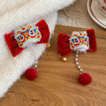 Red Velvet Lion Dance Bow Hair Clip Pair Tassel Styles view 6