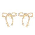Polished Ribbon Bow Stud Earrings in Gold and Silver view 5