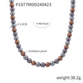 Imitation Pearl Bead Necklace White Gray Mixed 8 10 12mm view 9