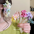 Fabric Flower Gold Fork Hair Stick Pins Six Colors view 1
