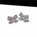 Silver Full Pavé CZ Bow Stud Earrings Pair Clear Stones view 5