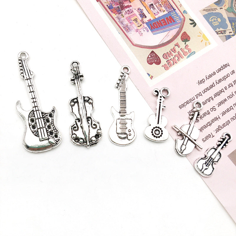 Zinc Alloy Violin Guitar Music Note Instrument Charm Pendants for DIY Handmade Jewelry