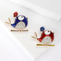 Colorful Enamel Bird Brooch with Crystal Belly for Jackets and Scarves view 1