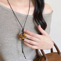 Vintage Brown and Gold Tone Pendant Necklaces in Six Designs view 6