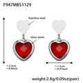 Heart Glass Stone Earrings Long Necklace Color Set view 10