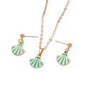 Gold Enamel Ocean Shell Mermaid Necklace Sets 9 Styles view 5