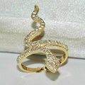 Gold Pave Clear CZ Coiled Snake Finger Ring Sizes 6-10 view 3