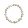 Pearl Cross Bead Stretch Bracelet Cream Tone Beads view 5
