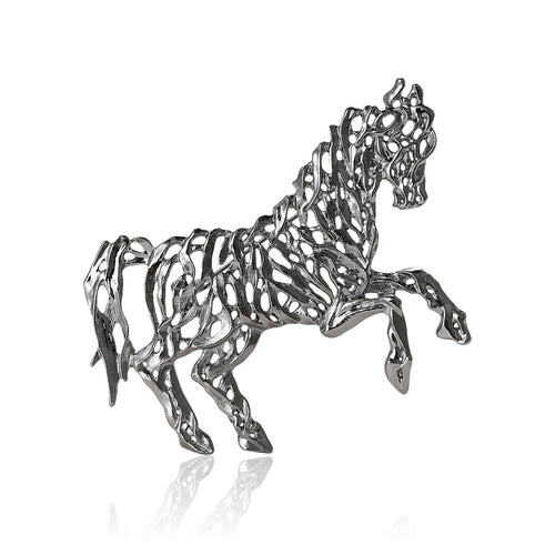 Openwork Running Horse Brooch close-up highlighting the front decoration