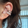 Square Starburst Crystal Ear Cuffs in Gold and Silver Tones view 6