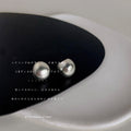 Matte Gold and Silver Pebble Bean Metal Stud Earrings view 4