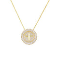 Gold And Silver Tone Cross Medallion Pendant Necklace view 2