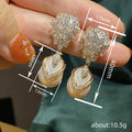 Pearl-Like Teardrop Cluster Drop Earrings In Two Metal Tones view 4