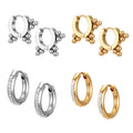 Gold and Silver Tone Crystal and Bead Cluster Hoop Earrings view 1