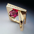 Gold Tone Geometric Red Crystal Statement Ring Jewelry view 3