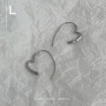 Silver-Tone Smooth Open Heart Outline Hoop Earrings view 4