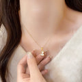 Gold Tone Gourd Pendant Necklace With Colored Inlay view 3