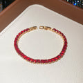 Gold Red Crystal Tennis Bracelets Clear Round Styles view 8