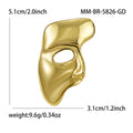 Abstract Half Mask Brooch in Polished Metal for Jackets and Scarves view 7