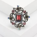 Ornate Rectangular Crystal Brooch in Four Jewel Palettes view 2